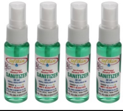 Sofskin  Spray, 30 ml (Pack of 4) Sanitizer Spray Bottle(4 x 7.5 ml)