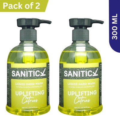 Sanitick Liquid Handwash - Uplifting Citrus |-Gentle & Refreshing Formula For Clean Hand Wash Bottle(2 x 300 ml)