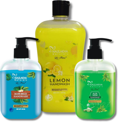 Le Pura Pack of Lemon 1L with Aloe Neem and Ocean Breeze 250ML Hand Wash Pump + Refill(1500 ml)