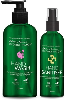 Aroma Magic Liquid Gel Hand Wash &  Combo Hand Sanitizer Pump Dispenser(2 x 175 ml)