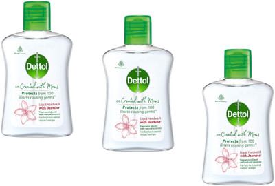 Dettol Jasmine Germ Protection Handwash Liquid Soap Fliptop, 200ml Pack of 3 Hand Wash Bottle(3 x 200 ml)