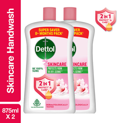Dettol Skincare Liquid, Combo , no powder, soap , 10X Germ Protection Hand Wash Bottle(2 x 0.88 L)