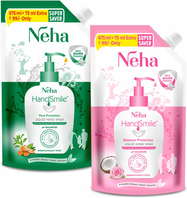 Neha Herbals Neha Handsmile Balance & Pure Protection Refill Combo Hand Wash Refill Pouch(2 x 750 ml)