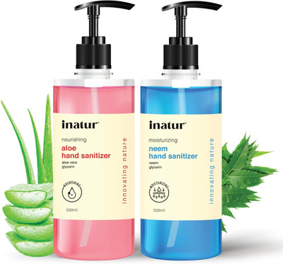 inatur Aloe and Neem Hand Sanitizer Pump Dispenser(2 x 500 ml)
