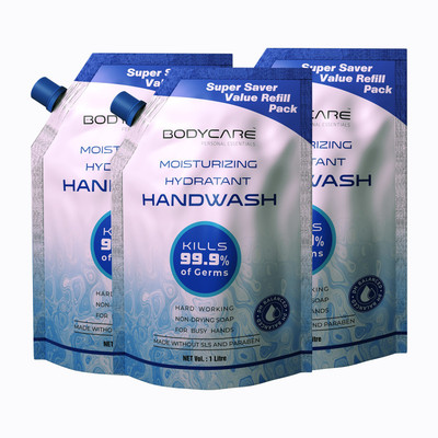 MY BODYCARE Refreshing & Moisturizing Hydratant Germ Protection Liquid Soap Handwash Formulation With Chlor-Hexidine Gluconate, Free From All Harmful Chemicals Combo Pack Of 3 Hand Wash Refill Pouch(3 x 1000 ml) MY BODYCARE Refreshing & Moisturizing Hydratant Germ Protection Liquid Soap Handwash Formulation With Chlor-Hexidine Gluconate, Free From All Harmful Chemicals Combo Pack Of 3 Hand Wash Refill Pouch(3 x 1000 ml)
