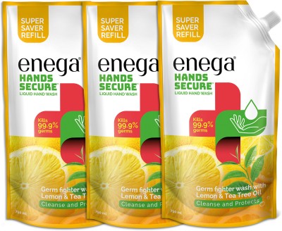 enega Germ Fighter Liquid Hand Wash Refill Pouch|Lemon&Tea Tree Oil-750 ML(Pack of 3) Hand Wash Refill Pouch(3 x 750 ml)