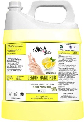 Mirah Belle Lemon Hand Cleanser Sanitizer LIQUID Can with Vitamin E Hand Rub Can(2000 ml)