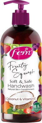 Fem Fruity Squash Soft & Safe Handwash | Goodness of Coconut Milk & Vitamin E Hand Sanitizer Bottle(250 ml)