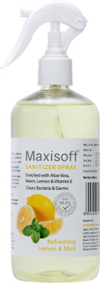 Maxisoft Sanitizer Spray (Lemon & Mint) 500 ml | Aloe & Neem | Paraben Free Hand Sanitizer Bottle(500 ml)