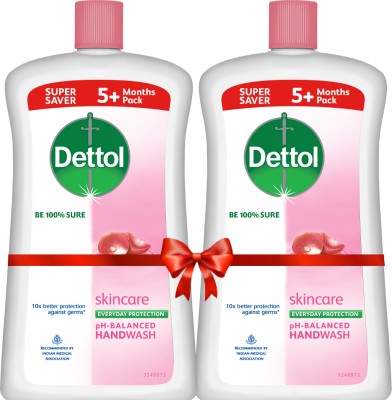 Dettol Liquid Handwash Bottle, Skincare Hand Wash Bottle(2 x 900 ml)