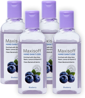 Maxisoft Sanitizer Gel (Blueberry) 100 ml | Aloe & Neem | Paraben Free Hand Sanitizer Bottle(4 x 100 ml)