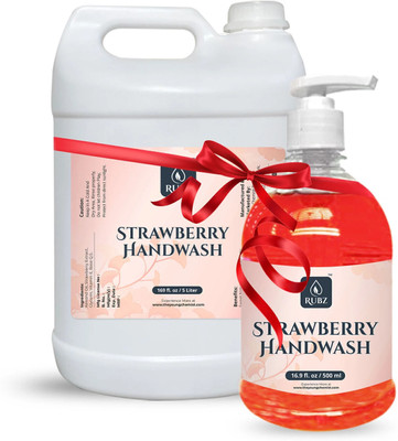 Rubz Strawberry Hand Wash Complete Protection for Soft Hands | 5 litre Hand Wash Can(5 L)