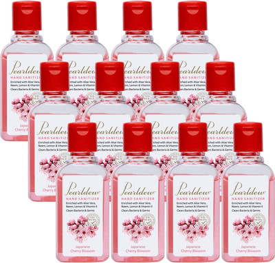 Pearldew (Cherry Blossom) | Aloe & Neem | Paraben Free 60 ml Hand Sanitizer Bottle(12 x 60 ml)