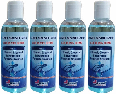 Nanz Comfort  For Instant  With Emollient & Moisturizer Hand Sanitizer Pump Dispenser(4 x 100 ml)