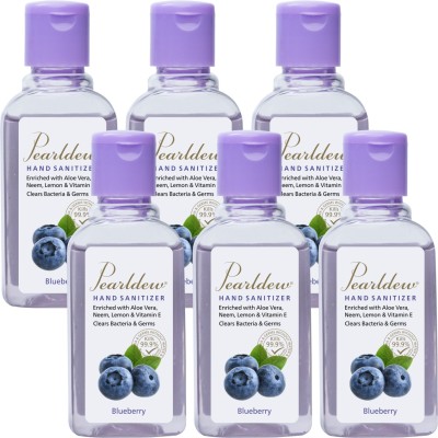 Pearldew (Blueberry) | Aloe & Neem | Paraben Free 60 ml Hand Sanitizer Bottle(6 x 60 ml)