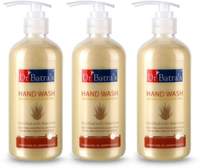 Dr Batra’s Hand Wash|Aloe Vera|10x Better Protection Against Germs Hand Wash Pump + Refill (3 X 300 Ml) For Rs. 142 @ 65 %