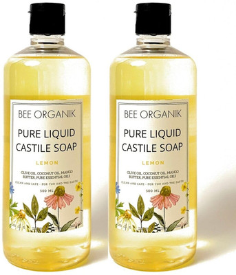 bee organik Castile Liquid Soap Lavender 500ml Pack of 2 Hand Wash Bottle(2 x 500 ml)