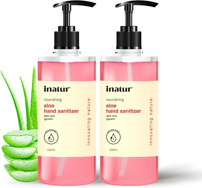 inatur Pure & Refining Aloe Hand Sanitizer Pump Dispenser(2 x 500 ml)