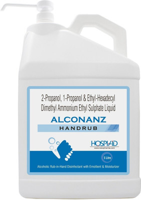 ALCONANZ Alcoholic Rub-in-Hand Disinfectant With Emollient & Moisturizer Hand Sanitizer Bottle + Dispenser(5000 ml)