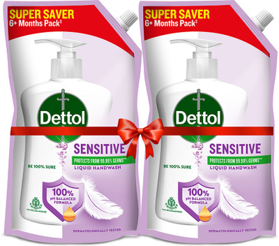 Dettol Sensitive Liquid Hand Wash Refill Pouch(2 x 675 ml)