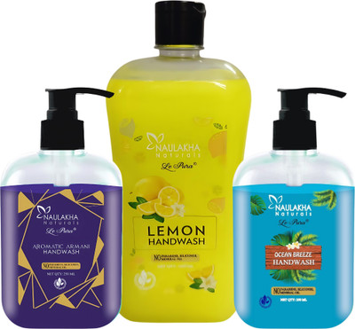 Le Pura Handwash Lemon 1000ml with Aromatic Armani and Ocean Breeze 250ml Hand Wash Bottle(1500 ml)