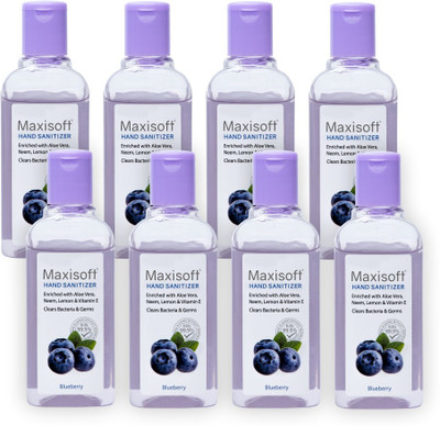 Maxisoft Sanitizer Gel (Blueberry) 100 ml | Aloe & Neem | Paraben Free Hand Sanitizer Bottle(8 x 100 ml)