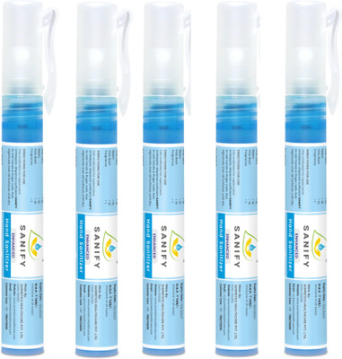 SANIFY HERBAL LIQUID HAND SANITIZER PEN | Pack Of 5 Sanitizer Spray Pump Dispenser(5 x 2 ml)