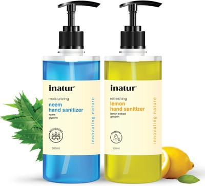 inatur Lemon and Neem Hand Sanitizer Pump Dispenser(2 x 500 ml)