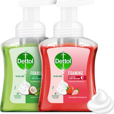 Dettol Foaming Aloe Coconut & Strawberry Combo Hand Wash Pump Dispenser(2 x 250 ml)