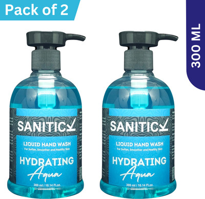 Sanitick Liquid Handwash - Hydrating Aqua |-Gentle & Refreshing Formula for Clean Hand Wash Bottle(2 x 300 ml)