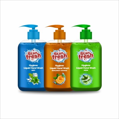 Stan-Fresh Liquid Hand Wash Bottle-Neem, Mint & Orange Hand Wash Bottle(3 x 500 ml)