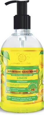 KHADI NATURAL Refreshing Lemon Hand Wash Bottle + Dispenser(300 ml)