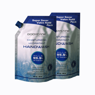 MY BODYCARE Refreshing & Moisturizing Hydratant Germ Protection Liquid Soap Handwash Formulation With Chlor-Hexidine Gluconate, Free From All Harmful Chemicals Combo Pack Of 2 Hand Wash Refill Pouch(2 x 500 ml) MY BODYCARE Refreshing & Moisturizing Hydratant Germ Protection Liquid Soap Handwash Formulation With Chlor-Hexidine Gluconate, Free From All Harmful Chemicals Combo Pack Of 2 Hand Wash Refill Pouch(2 x 500 ml)