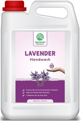 GROVANTI ORGANIC Lavender Handwash Liquid Soap , Kill 99.9% Germ Liquid Soap , Refill Pack – 5 L Hand Wash Can  (5 L) For Rs. 320
