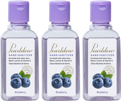 Pearldew (Blueberry) | Aloe & Neem | Paraben Free 60 ml Hand Sanitizer Bottle(3 x 60 ml)