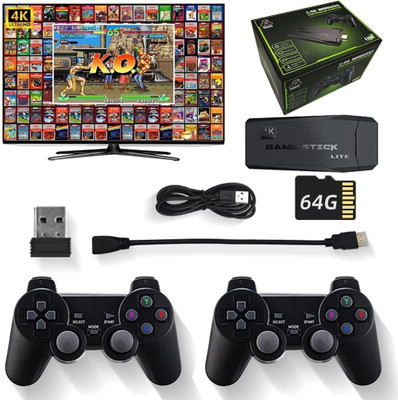 CrazyBucks Retro Game Stick 2.4G Wireless Classic Video Game Portable Pocket Gaming Console Handheld Gaming Console(BLACK)