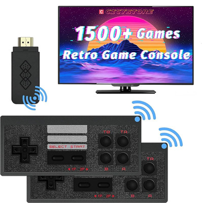 cloud infotech Game Stick with 2 Player Free 600 Classic Games 8 Bit MiniRetro Dongle Handheld Gaming Console(Black)