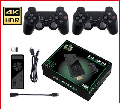 QAWACHH Wireless Game - 2.4G Gaming Controller with Game Stick (2 Console, 1 Game Stick) Handheld Gaming Console(BLACK)