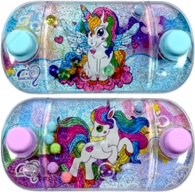 UGS Latest Unicorn Water Bubble Ring Toss game Pack of 2 (Unicorn WaterGame-2Button) Handheld Gaming Console(multicolor)