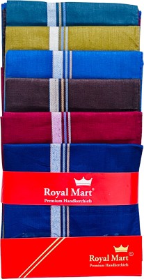 royal mart 12 Pieces Dark Colour 15 Inch Complete Face Cover Handkerchief Men's Cotton Striped | Comfortable and Convenient for Long Hours | Red Box | Multi Colour| Handkerchief (Pack of 12) [