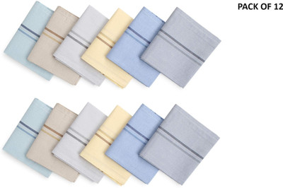 Wanzhow Large Cotton Handkerchiefs Hanky Kerchief For Men White Striped [