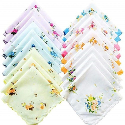 THE BEGED Vintage Floral Print Women Soft CottonLadies Hankies [