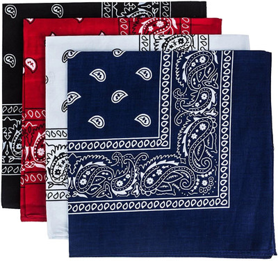 Good Shopkeeper Black, Red, White and Dark Blue paisley 20inchesx20inches cotton handkerchief [