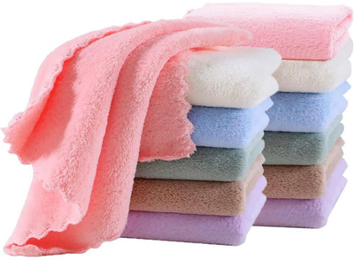 AKDC 25x25Cm Handkerchief for Kids | Solid Face Towel | Cotton | (Pack of 12, [
