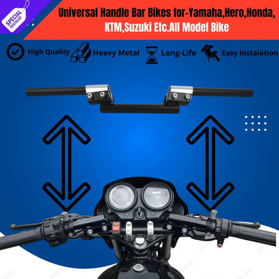 ENEMYT ST-3-Bike Handle Bar Silver Handlebar Pipe/Rod Black For Universal Motorcycle Handle Bar(Silver)