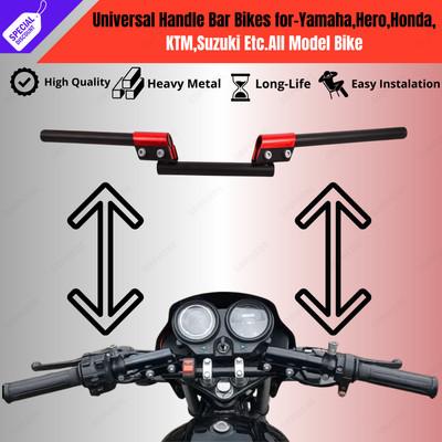 SRPHERE CNC-4-BIKE Handle Handlebar Drag Bar Red Bike Handle For Universal Motorcycl Handle Bar(Red, Black)