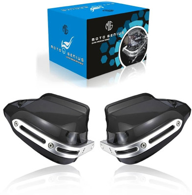Moto Genius Universal Motorcycle Hand Guards Protectors | Wind Deflector (Black) Handle Bar(Black)