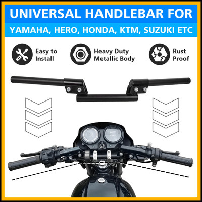 ASRYD Motorcycle Universal For All Bike Fit Modification Good Quality Handle Bar(Black)