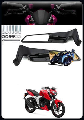 TA Motorcycle bike Rearview Mirror Stealth Wind Wing`Side Adjustable Mirror sg375 Clip-on Handle Bar(Black)