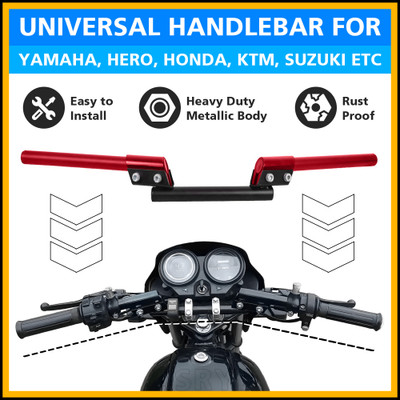 ASRYD Universal For All Bike Fit Modification Handlebar Good Quality Handle Bar (Red) Handle Bar(Red, Black)